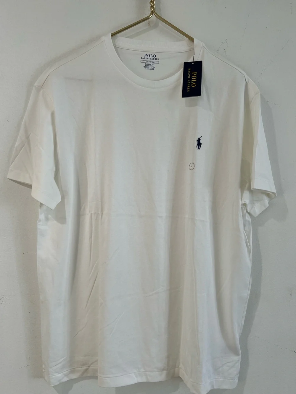 Polo by Ralph Lauren White Crew Neck T-Shirt with Navy Pony L